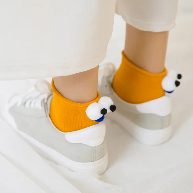 Женские однотонные милые носки в японском стиле на каблуке для девочек с