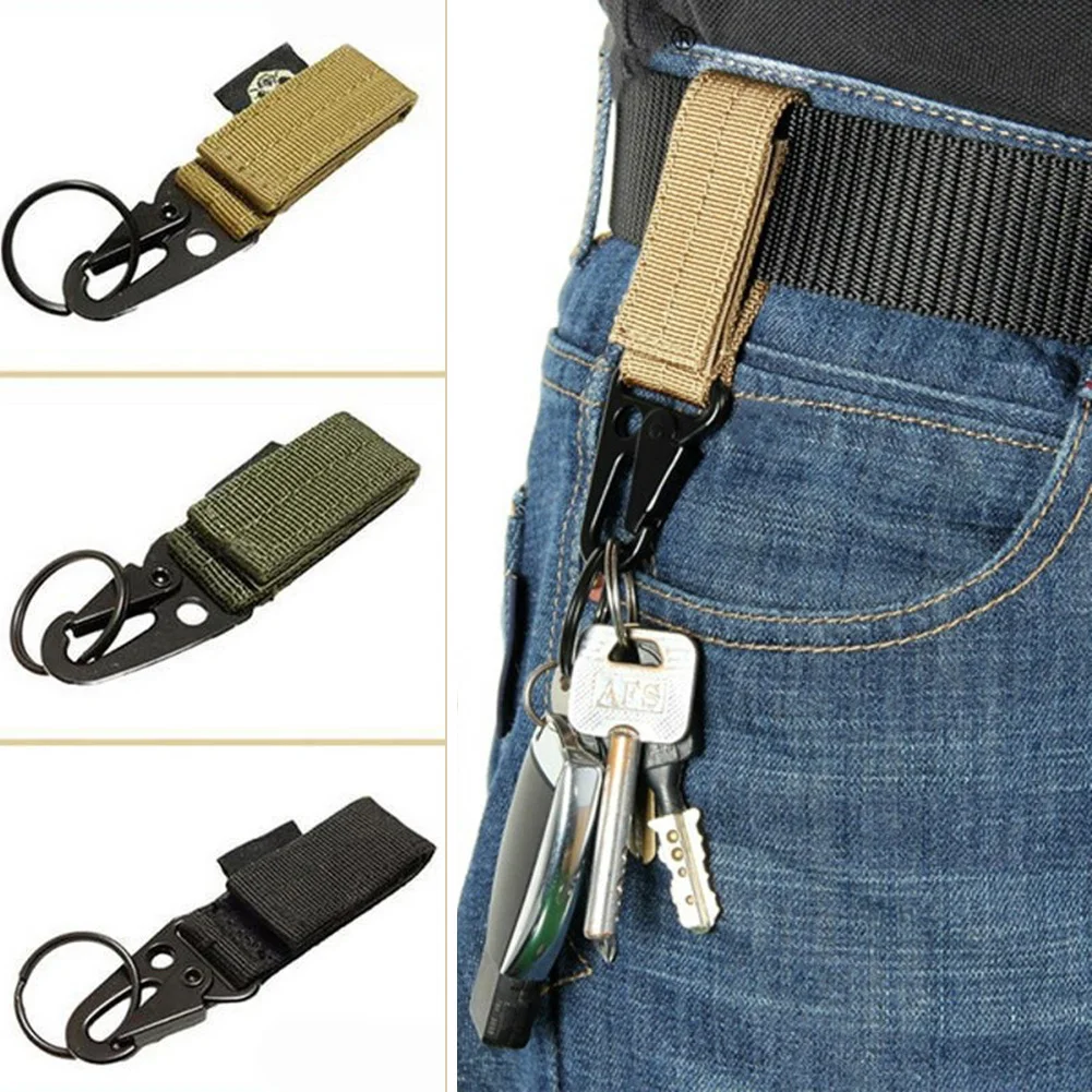 

1Pcs Nylon Key Hook Webbing Molle Buckle Hanging Belt Carabiner Clip Key Chain Ring Accessories Gadgets For Men