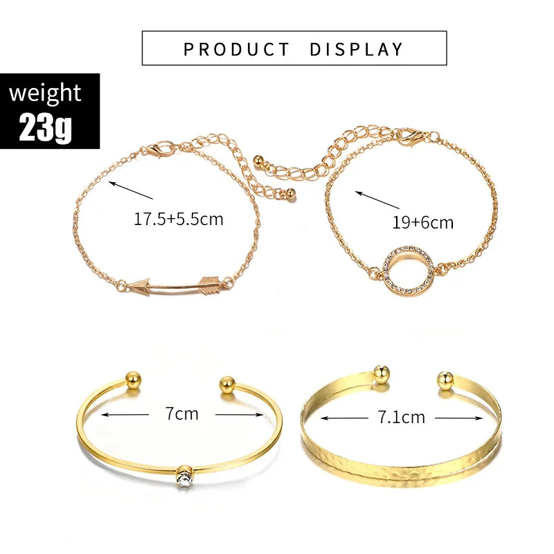

Juorest 4 Pcs/ Set Chain Bracelet Sets for Women Multilayer Pendant Gold Bracelet Sets Metal Leaves Moon Bohemian Bracelet Gift