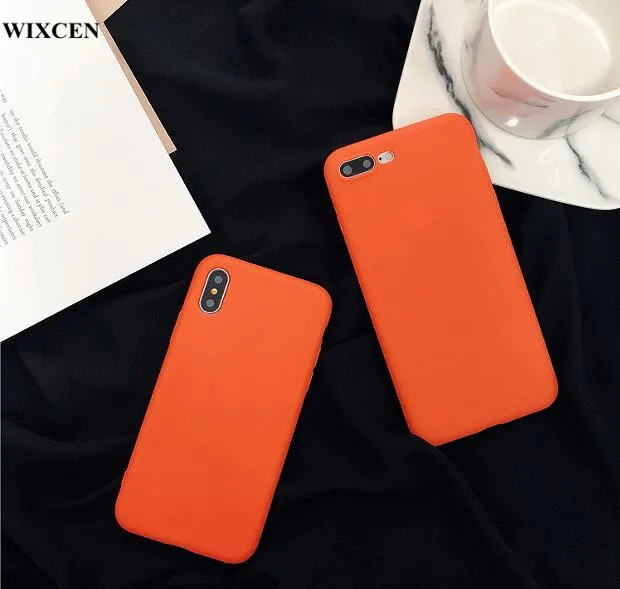 Матовый Мягкий силиконовый чехол Wixcen оранжевого цвета для телефона Iphone 7 7plus 6s 8 Xs