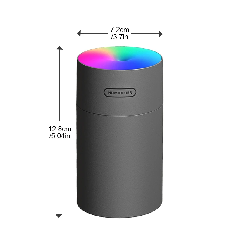 

USB Portable Mini Humidifier 270ML Humidifier With Rainbow Ambient Night Light Adjustable Mist Mode Auto Shut-Off Super Quiet