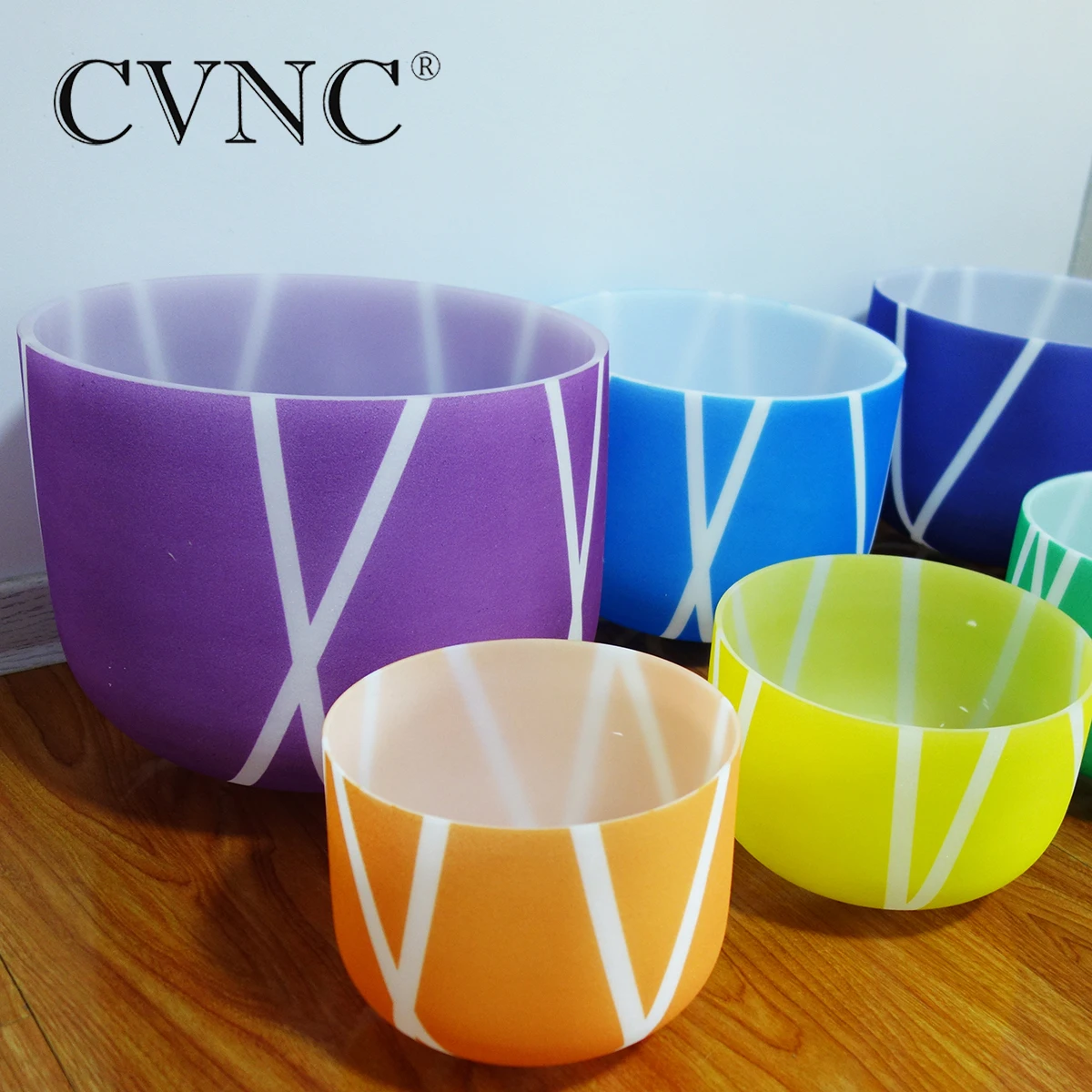 CVNC 7 шт чакра настроенная набор из 6 &quot 12&quot цветной полосой матовые кварцевые