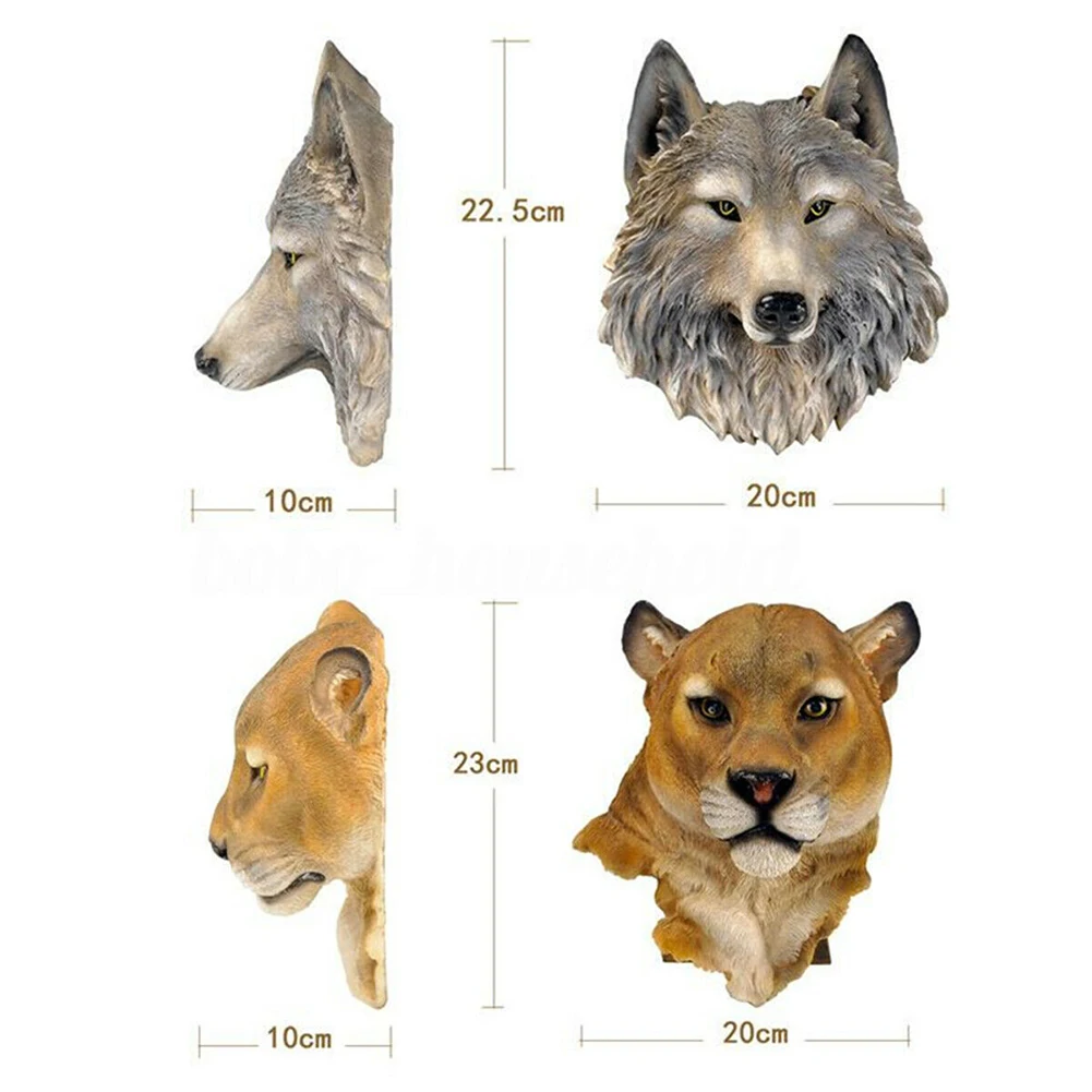 Настенный 3D ремесло Голова Животного Leopard украшение для гостиной украшение художественный подарок синтетическая смола установленный реалистичный волк