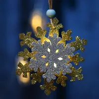 Christmas LED Light with Wood Ornaments Snow from Original Design Manufacturer Bulk Order Wholesale Xmas Tree LED Decoration 20C