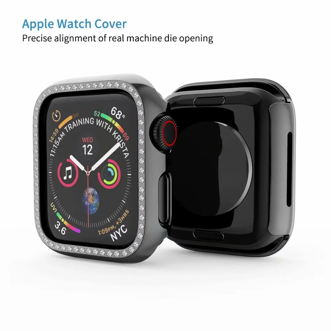 Жесткий чехол из поликарбоната для Apple Watch 4, 5, 40 мм, 44 мм, блестящая Алмазная рамка, защитный бампер для iWatch серии 3, 2, 1, 38 мм, 42 мм, оболочка