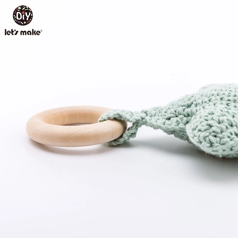 Let's Make 1pc Crochet Star Wooden Teething Ring Amigurumi Baby Toys For Storller 0-12 Months Children's Gift Rattle | Мать и