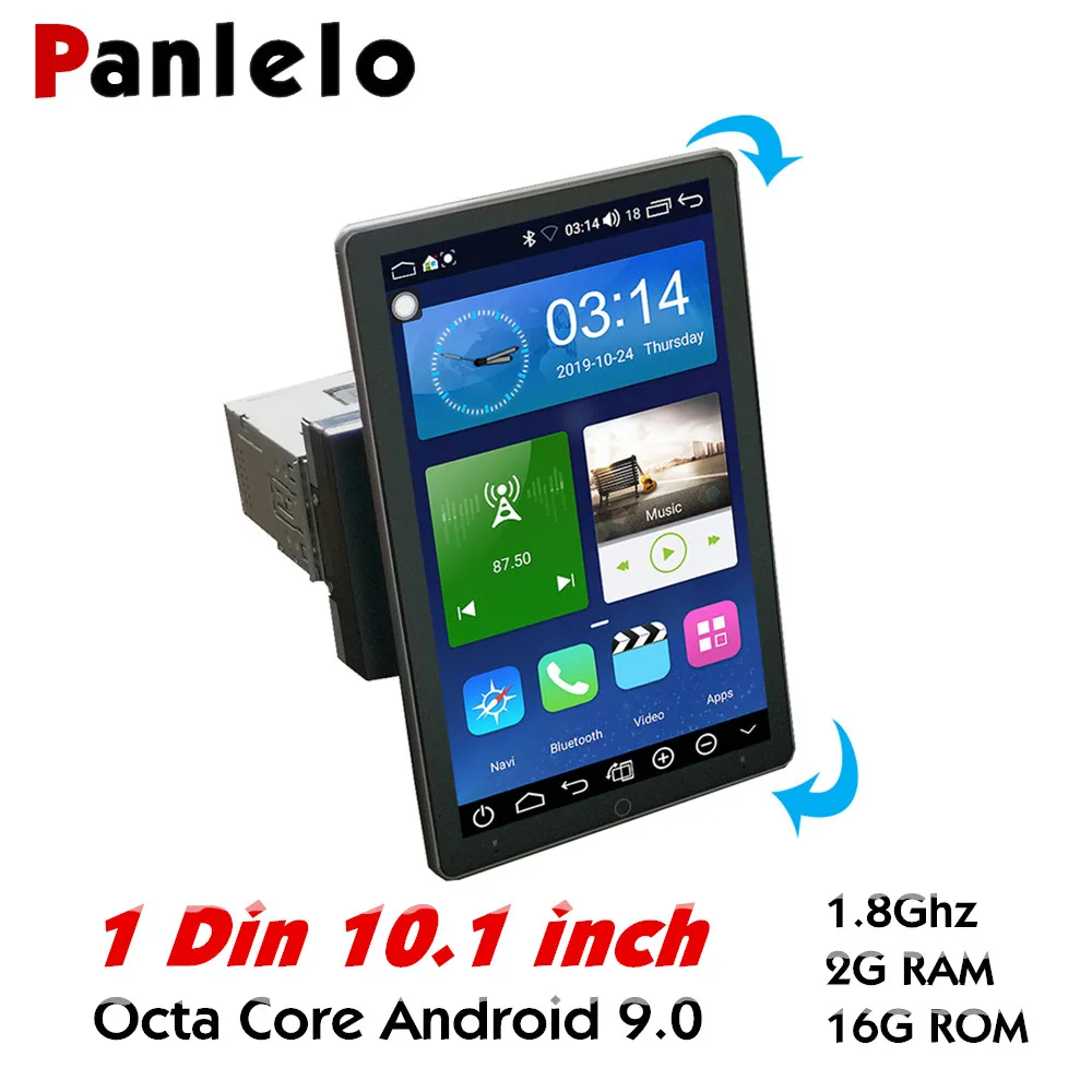 

Panlelo 10.1 inch Android 9.0 Single Din Car Stereo with Auto Rotatable Screen Support Bluetooth/WiFi/DSP/GPS/Navigation/OBDII