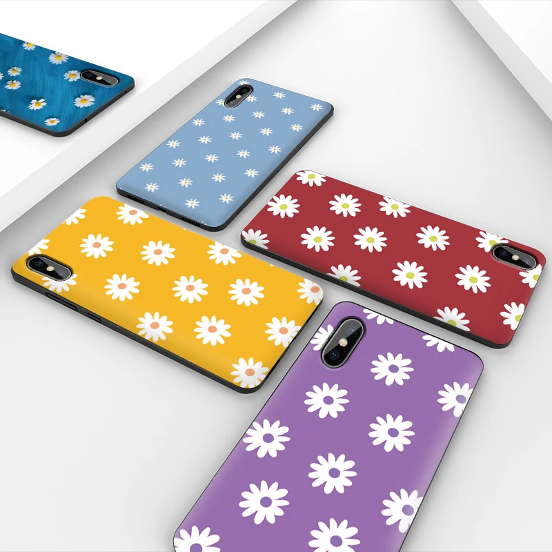 Силиконовый чехол для iphone 11 PRO X XS Max XR 7 8 6 6s Plus с изображением цветов маргаритки