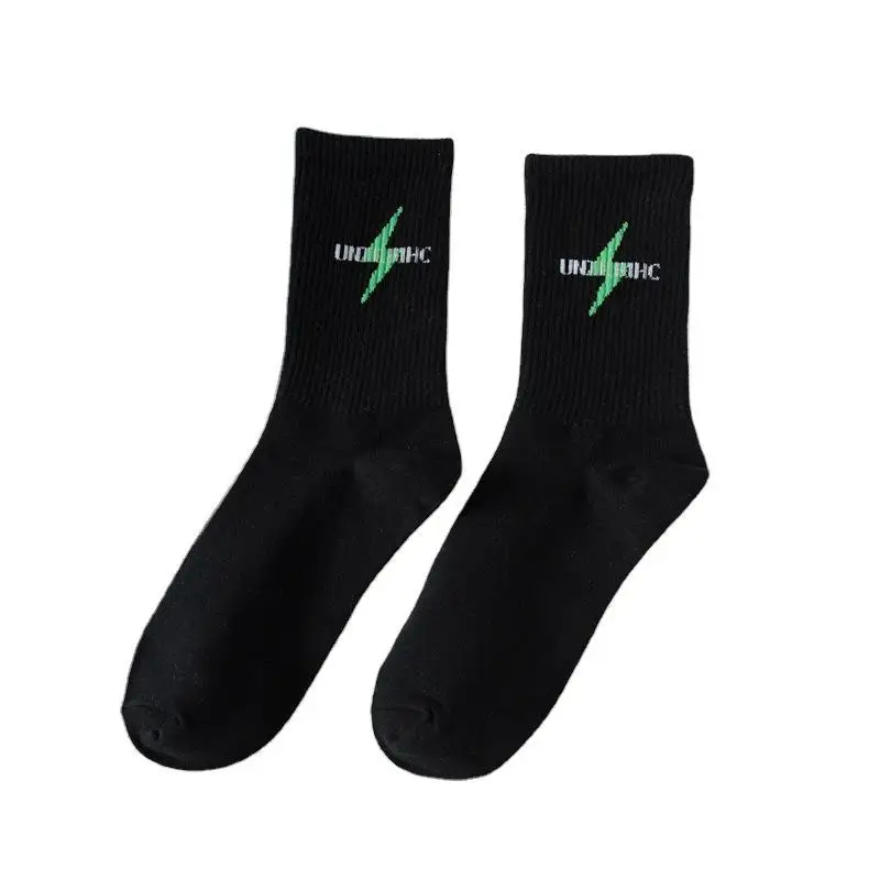 

Cotton Socks Japanese Style Black White Letter Graffiti Men's Women Middle Tube Socks Sports Running Harajuku Couple Long Socks