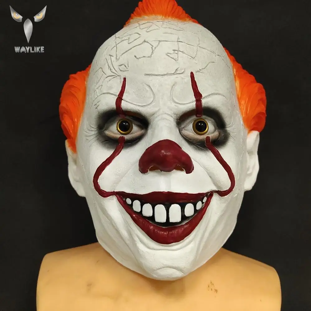 Waylike Joker сумасшедшая жуткий страх Хэллоуин маска клоуна улыбка оранжевая волосы