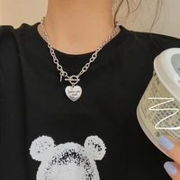 2020 hot style fashion heart shaped necklace hip hop metal chain of clavicle women