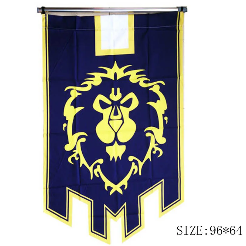 

96x64cm World Of Warcrafts Alliance Horde Banner Flag Dacron Home Cosplay Game Battle Hanging Movie Wall Bar KTV Decor Banner