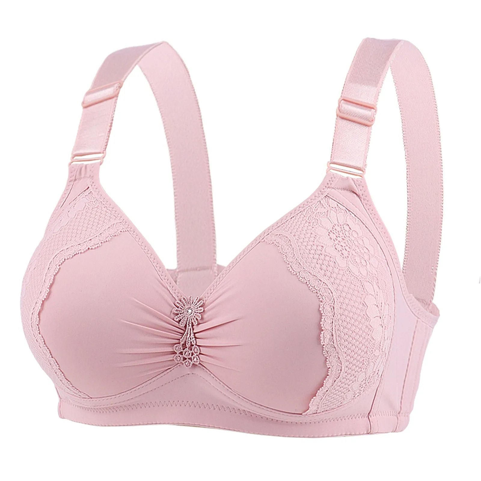 

Plus Size Bras For Women Latex Seamless Bra With Gathers Pad Comfortable Bralette Push Up Brassiere Bra Vest Wireless 2021