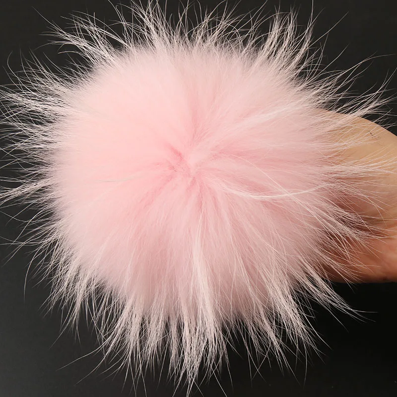 pink 3 DANKEYISI помпоны из натурального меха 15-16 см помпоны из меха енота меховые шарики из натурального меха помпон для вязаных черепов Шапки брелок для ключей - Цвет: pink 3