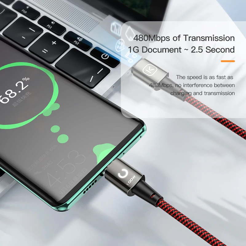 KUULAA 100 Вт Quick Charge 4 0 USB-C шнур для быстрой зарядки USB C к Type SamsungS20 PD кабель MacBook Pro IPad