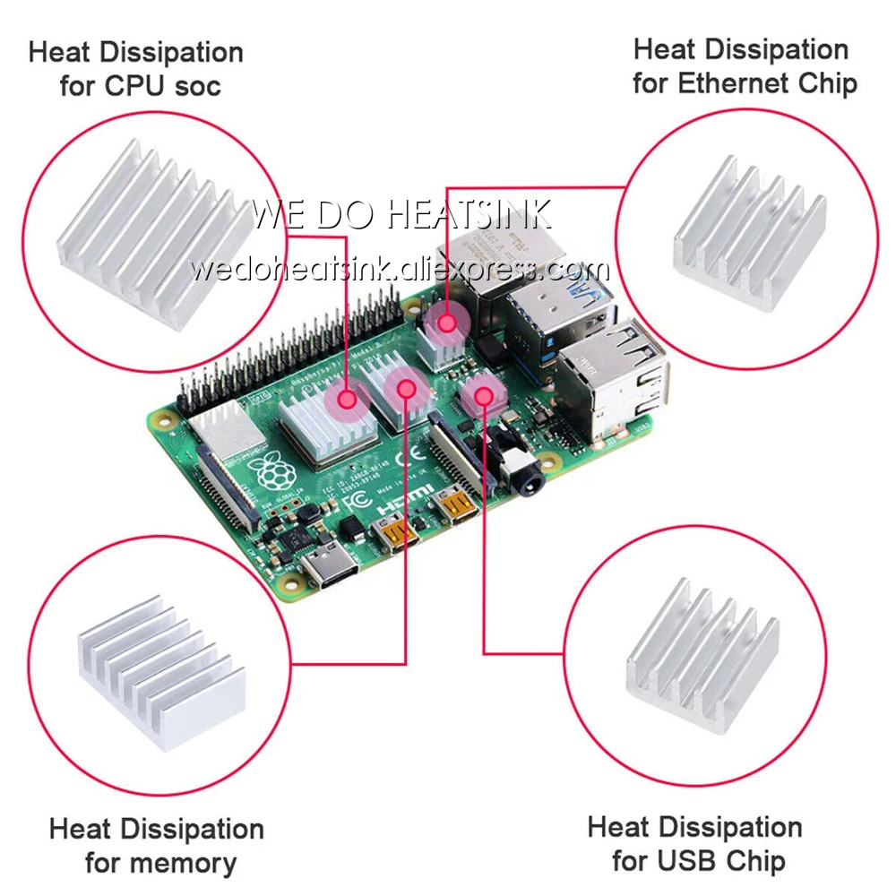 Мы производим радиаторы 4 шт./компл. Raspberry Pi радиатор для самостоятельной сборки
