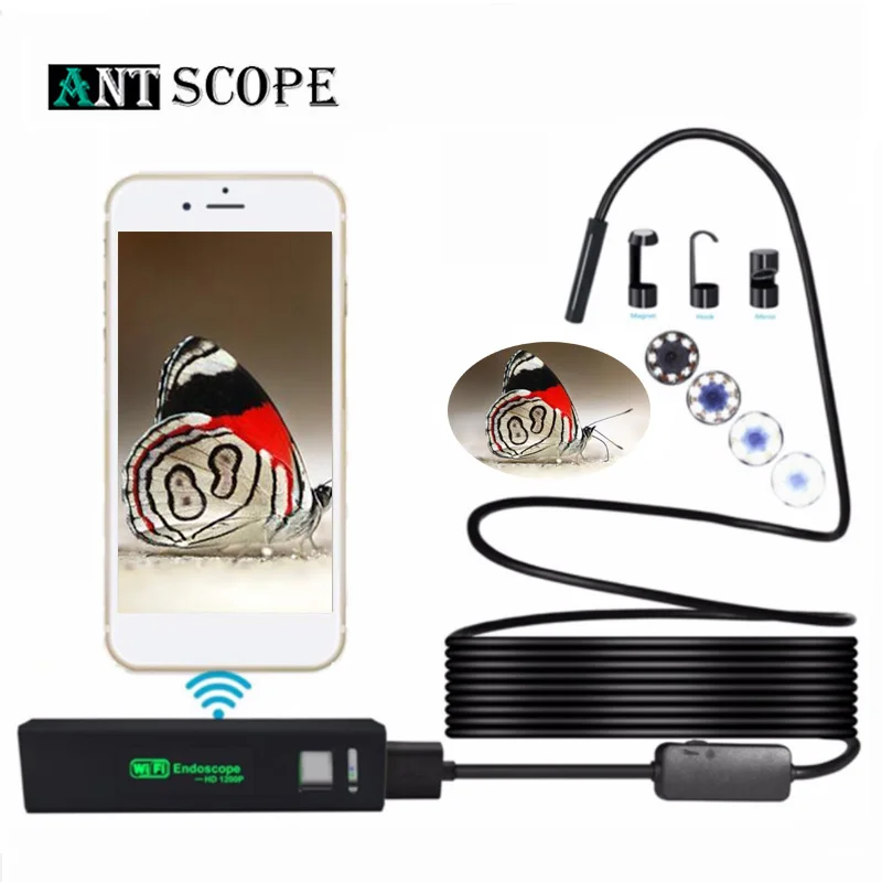 Antscope 8 мм объектив 1200P Wifi эндоскоп Android Iphone бороскоп камера мягкий провод