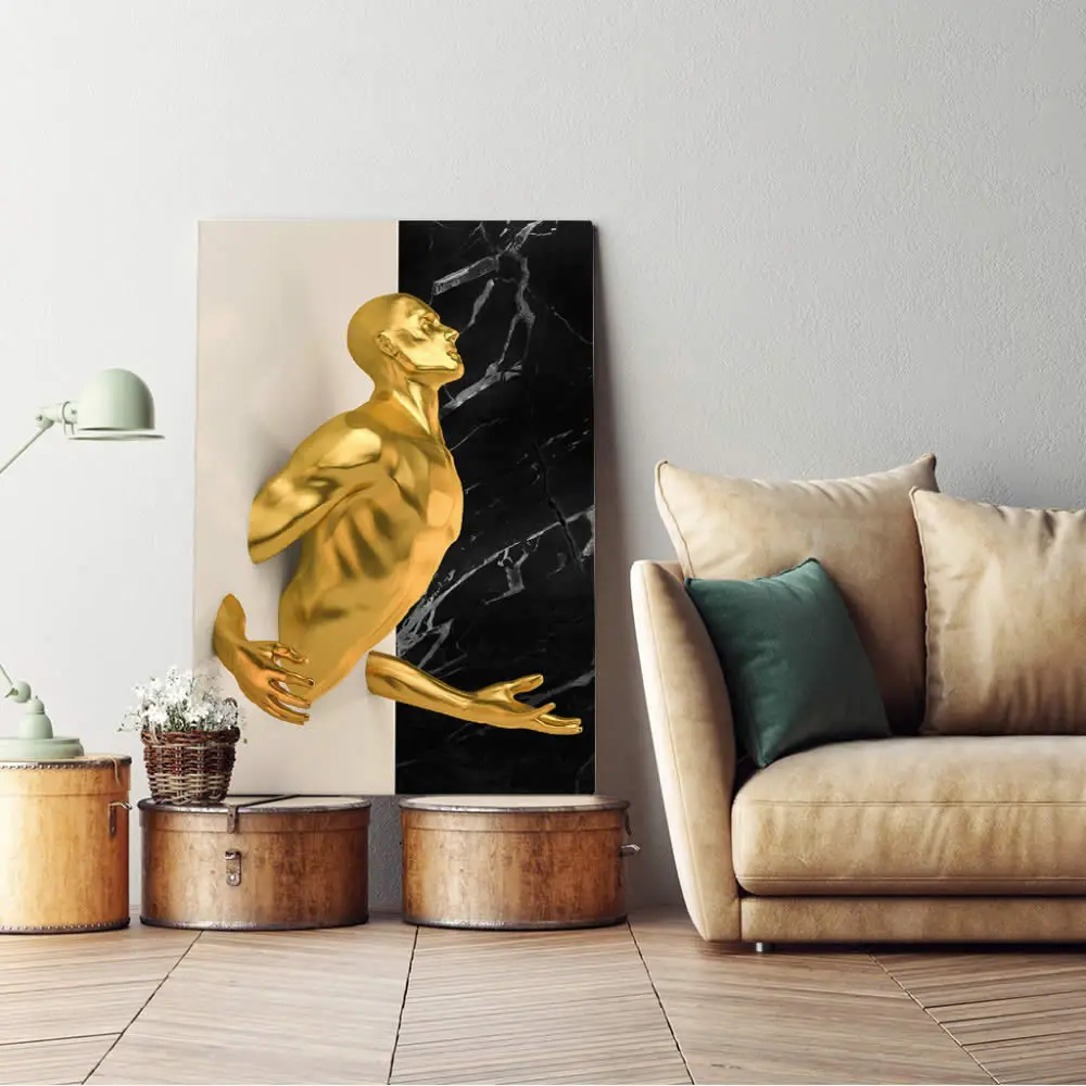 Современный стиль скандинавские простые золотые скульптурные линии плакат и