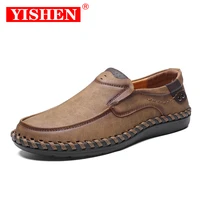 yishen classic comfortable men casual handmade leather shoes men loafers split leather men shoes flats fashion shoes plus size