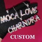 Grandbling Радужный цвет багет буквы имя кулон на заказ слово ожерелье AAAA Цирконий хип-хоп ювелирные изделия Прямая доставка