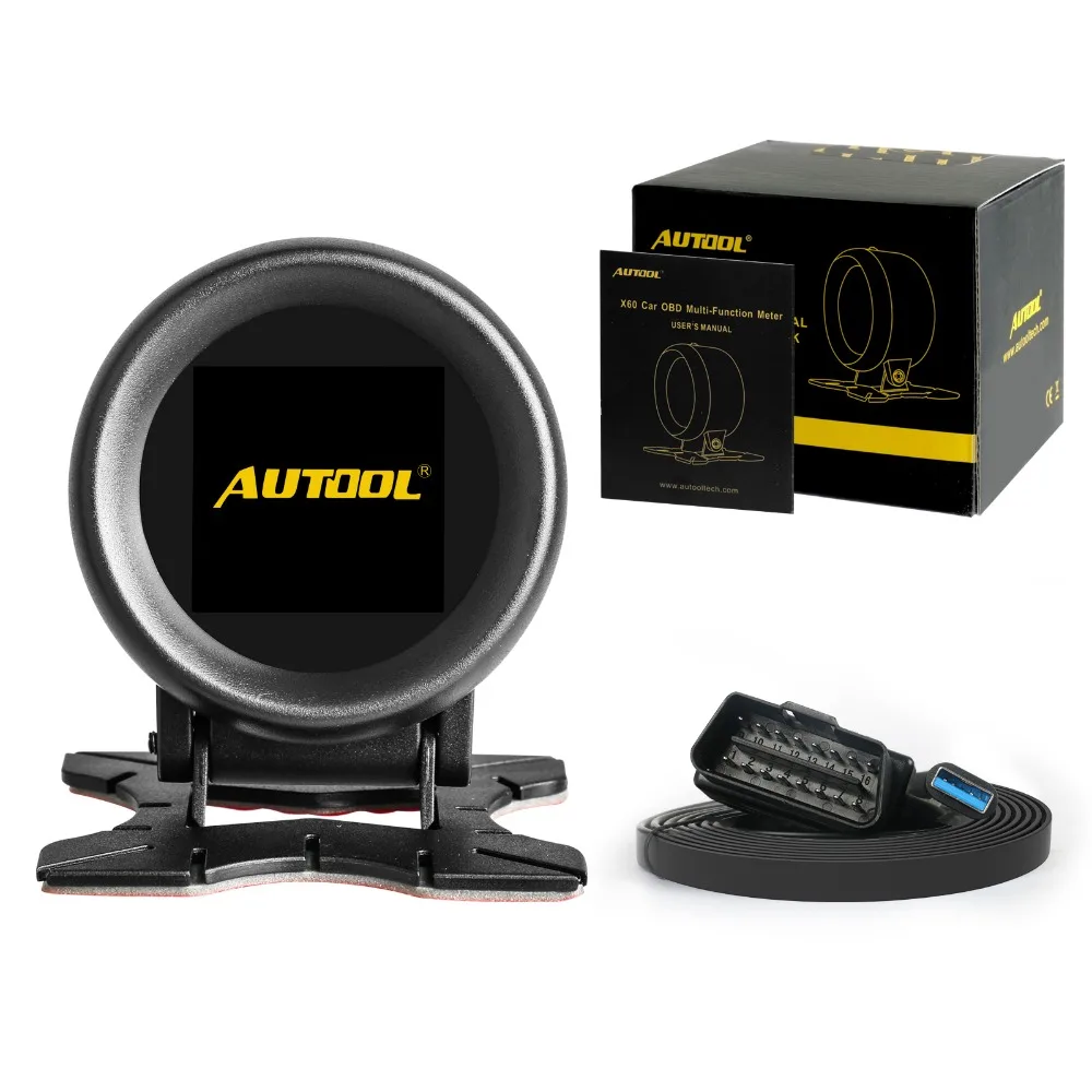 AUTOOL X60 OBD2 дисплей Спидометр Тахометр напряжение батареи Вода Масло Температура Датчик давления пробег Авто сканер HUD