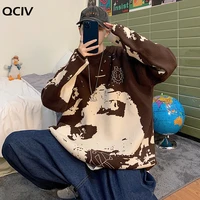 fashion o neck sweater mens brown print hip hop streetwear pull oversized 7xl 6xl 2021 long sleeves pullover for autumn spring