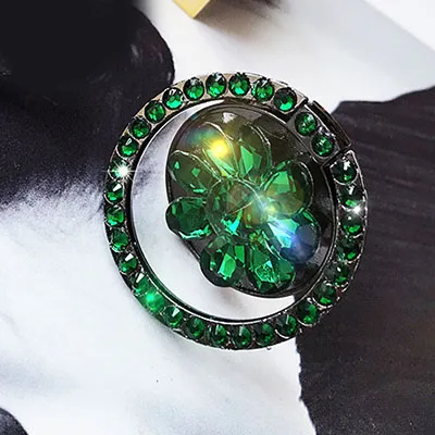 green Кронштейн Rhinestone держатель телефонного звонка универсальный металлический Алмазный телефонная розетка поворотный штифт кольцо стойка круглый кронштейн держатель - Цвет: green