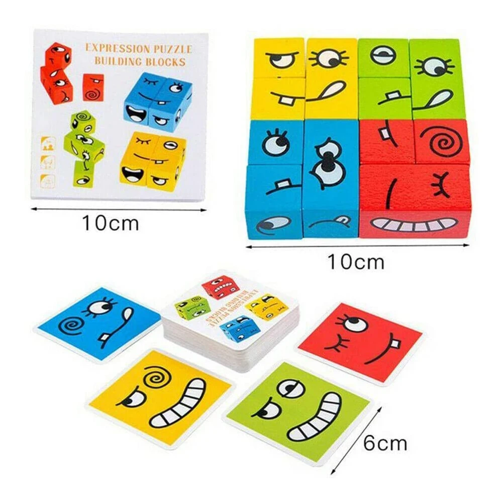 

Wooden Expression Puzzles Toy Face Changing Logical Thinking Training Building Blocks Logical Thinking Montessori Education Toys