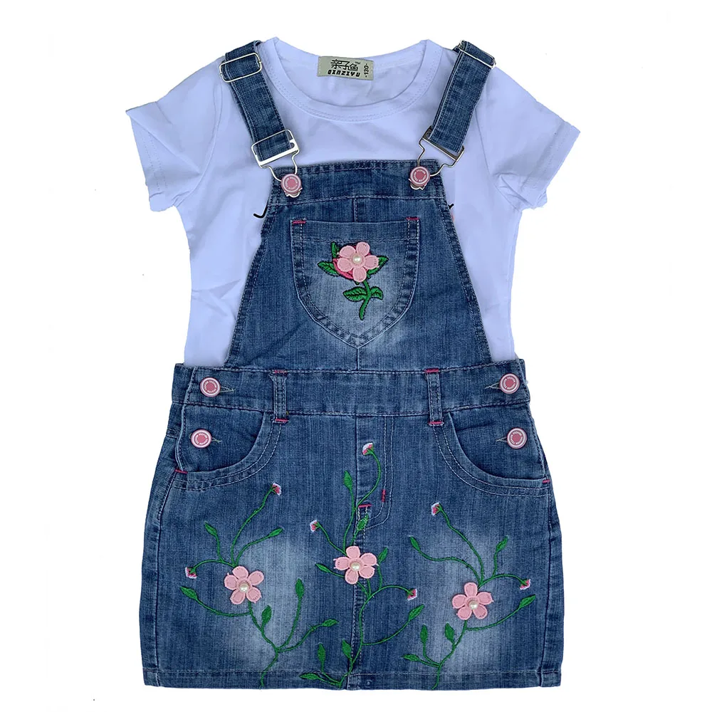 t shirt skirt От 2 до 11 лет, летний детский комбинезон для маленьких девочек, шорты, джинсовые комбинезоны, джинсовые шорты, хлопковые джинсовые комбинезоны - Цвет: t shirt skirt