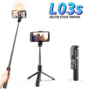 ruzsj 2021 l03s bluetooth selfie stick monopod mini tripod with led fill light and shutter remote for huawei mobile phone free global shipping