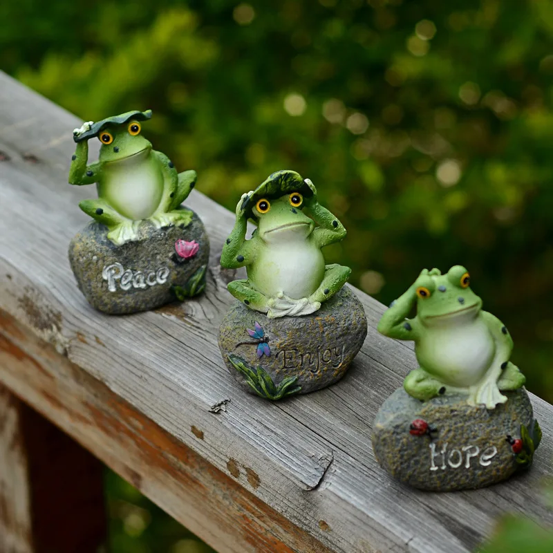 

ornaments resin animal frog stone frog pond landscape home decor hope peace love letter