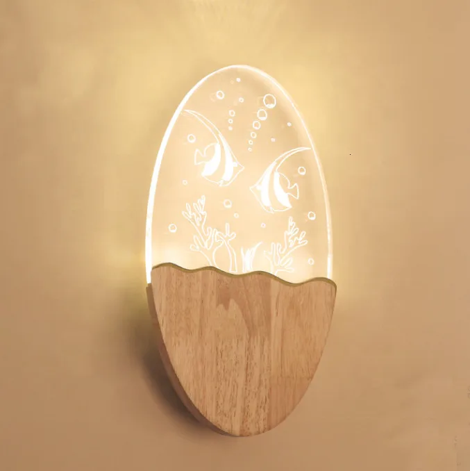 Круглые часы современного дизайна деревянный настенный светильник для