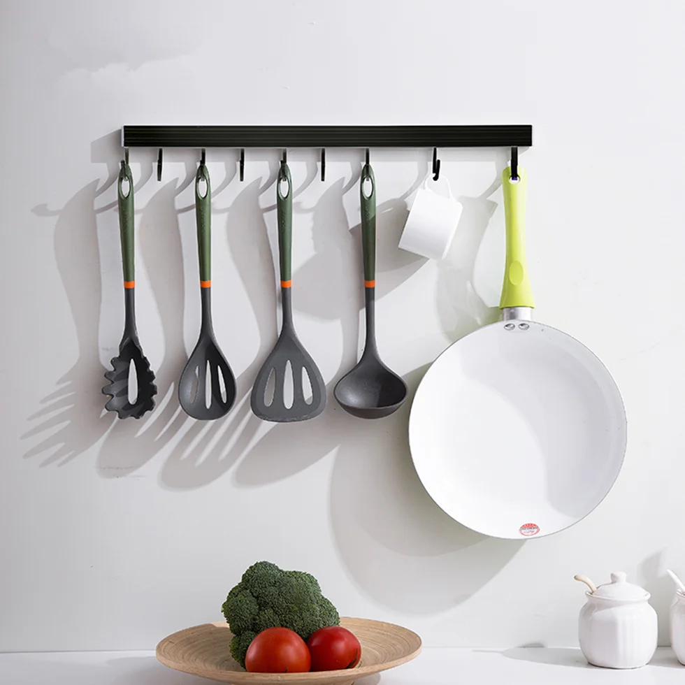 Матовый черный держатель для буфета и инструментов настенный с крючками