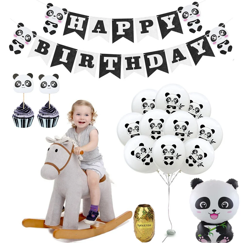 С мультипликационным принтом панда воздушные шары в черный горошек для