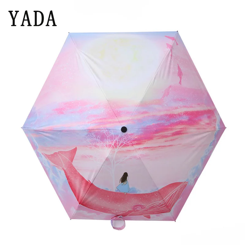 YADA розовые Мультяшные зонты с Китом дождевые пять карманов складной мини зонтик
