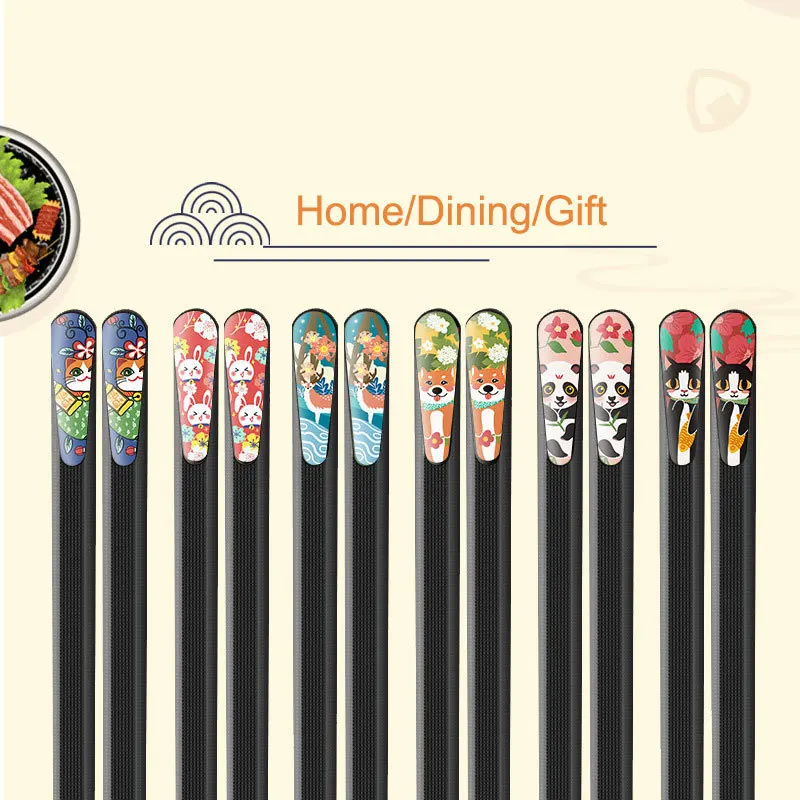

2021 New Style Chopsticks 24cm Glass Fiber Pointed Tip Non-slip Cartoon Japanese Tableware Gift Reusable Kitchen Supplies D491