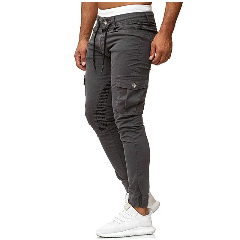 Новые мужские брюки с несколькими карманами тренировочные штаны резинкой в