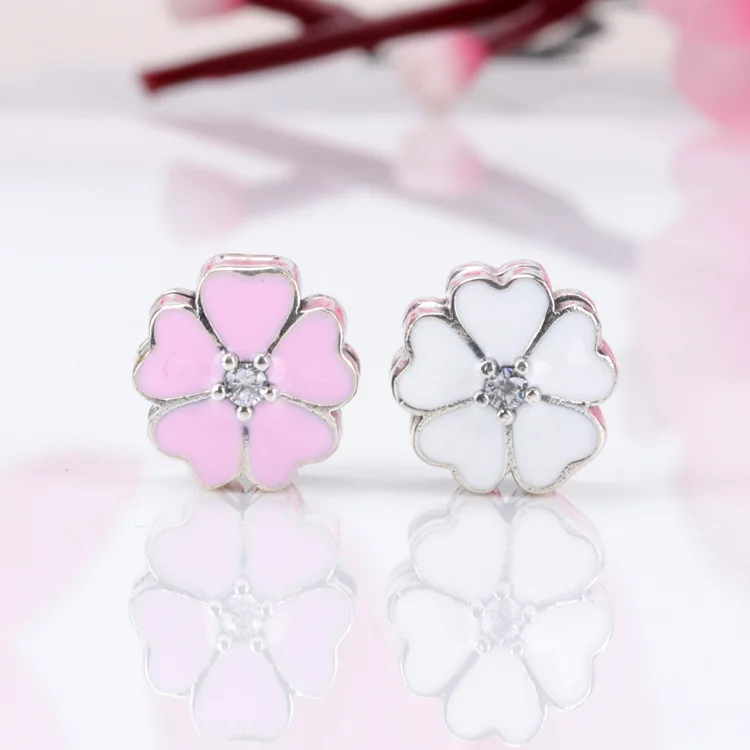 

High Quality 925 Sterling Silver Love Heart Lucky Leaf Spacer Clip Charms Fit Pan Bracelet For Women Diy Jewelry Bead