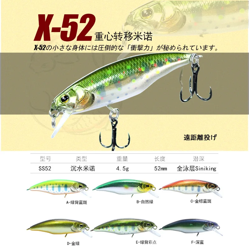 Новинка рыболовная приманка Snking Mini Minnow 52 мм 4 5 г кренкбейт Искусственные воблеры