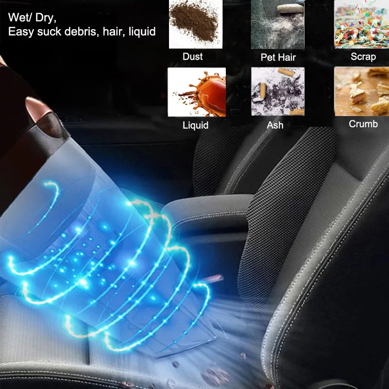 Автомобильный пылесос мощный циклонный портативный с мощным всасыванием 12 В 4800