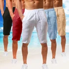 Летние мужские повседневные спортивные удобные модные шорты из хлопка и льна, штаны для бега, пляжные шорты