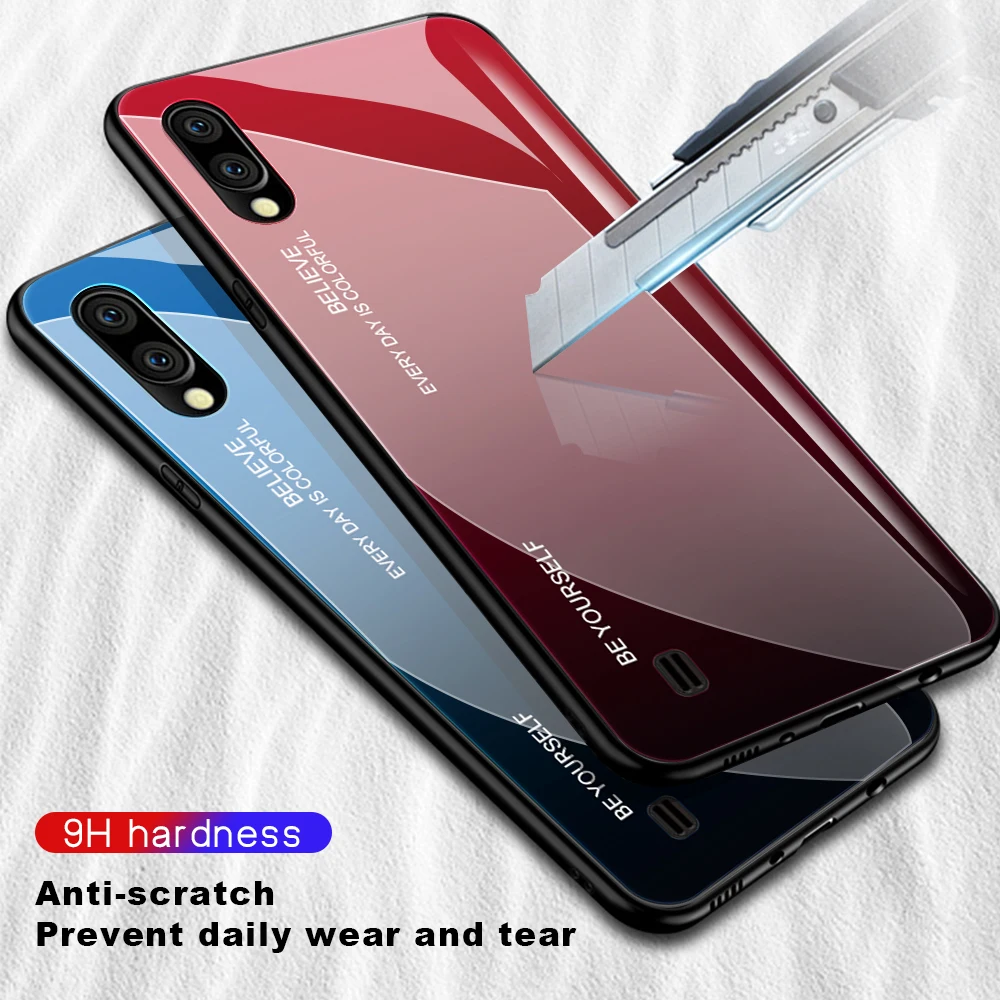 Градиентный чехол из закаленного стекла для телефона samsung Galaxy A10S A20S M10 M20 M30S A9
