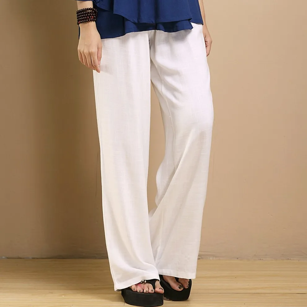 Pantalon femme женские брюки льняные хлопковые белые Узкие Широкие штаны винтажные