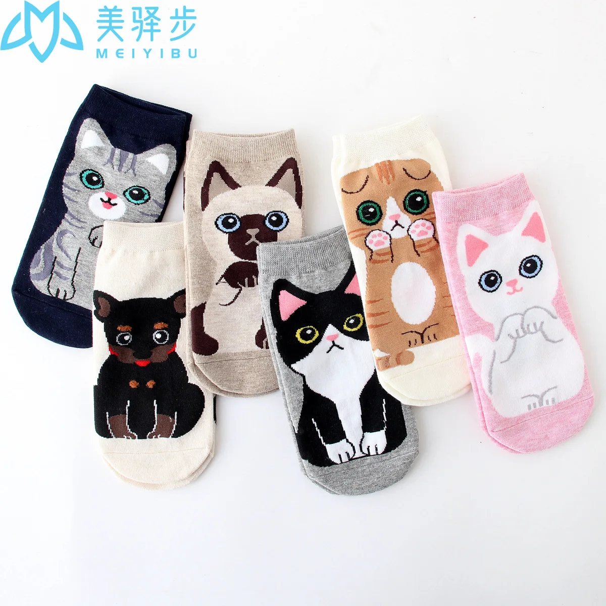 12 pairs per set Spring new cartoon female socks versatile cute dog sweat absorption sock hot socks wholesale