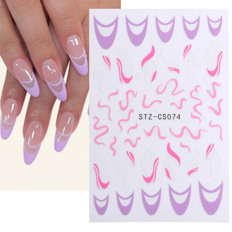 

3D Swirl Lines Nail Sticker Geometry Irregular Whirling Wave Cow Print Decal on Nails Art Charms Manicure Finger Tip
