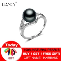 100 really natural freshwater black pearls jewelry adjustable wedding ring for women