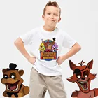 Популярная футболка для мальчиков с надписью Five Night At Freddy, футболка с героями мультфильмов, милый топ для девочек, хлопковая футболка с коротким рукавом, детская одежда BAL620