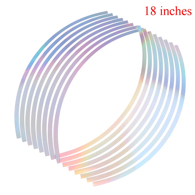 

Nieuwe Pvc 10/12/14/18 Inches Laser Motorfiets Stickerwheel Velg Tape Voor Motorfiets En Auto Reflecterende 16 Strepen