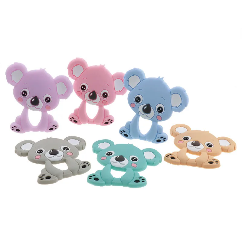 Mordedores de silicona para beb&eacute;s, productos para reci&eacute;n nacidos, chupete personalizado, oso, dinosaurio, Koala, sin BPA, 10 piezas-5
