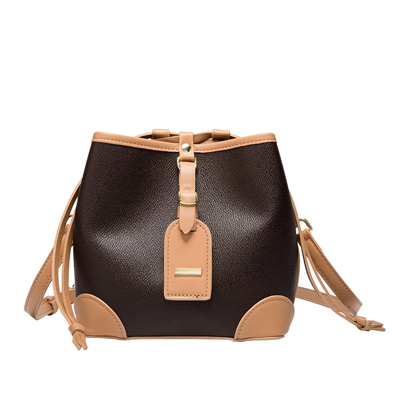 

100% Real Cowhide 2021 New Fashion All-match Trend Bucket Bag Ladies Print Shoulder Messenger Bag Purses and Handbags Sac A Main